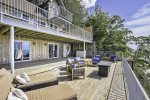 Huge sprawling deck and upper balcony at Eagle`s Landing